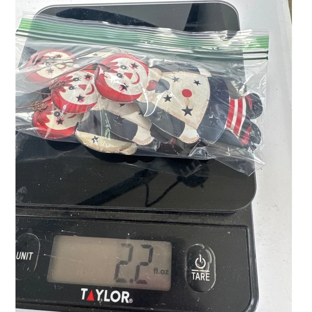 Raggedy Ann Andy Tin Ornaments Unisex OS Red White Blue Excellent Set 4